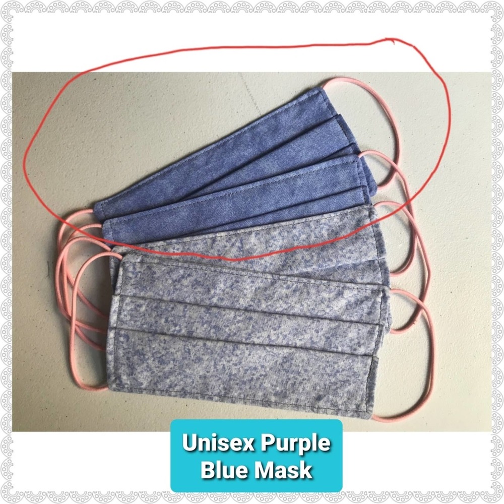 Kid's Handmade Blue Face Mask with Filter Pocket